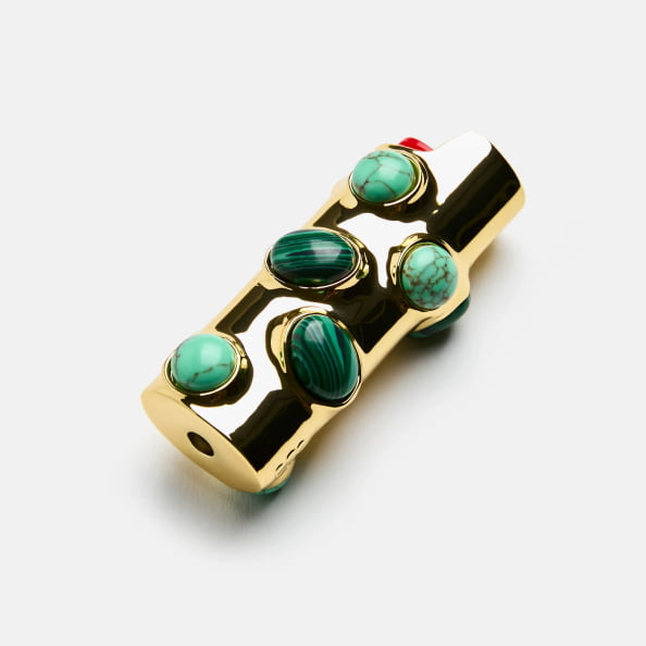 stoned lighter case in malachite