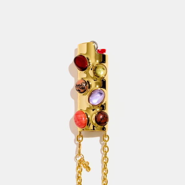 stoned crossbody lighter case in amber