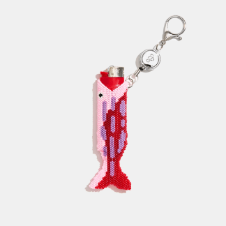 beaded fish keychain in red
