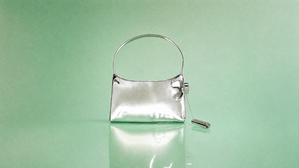 burn shoulder bag in silver mirror