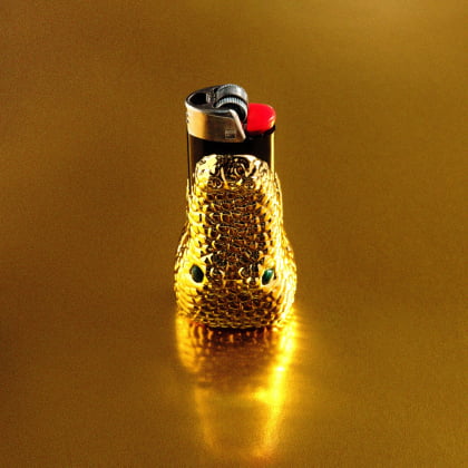croc lighter case in gold