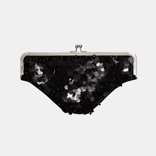 undies clutch black sequins