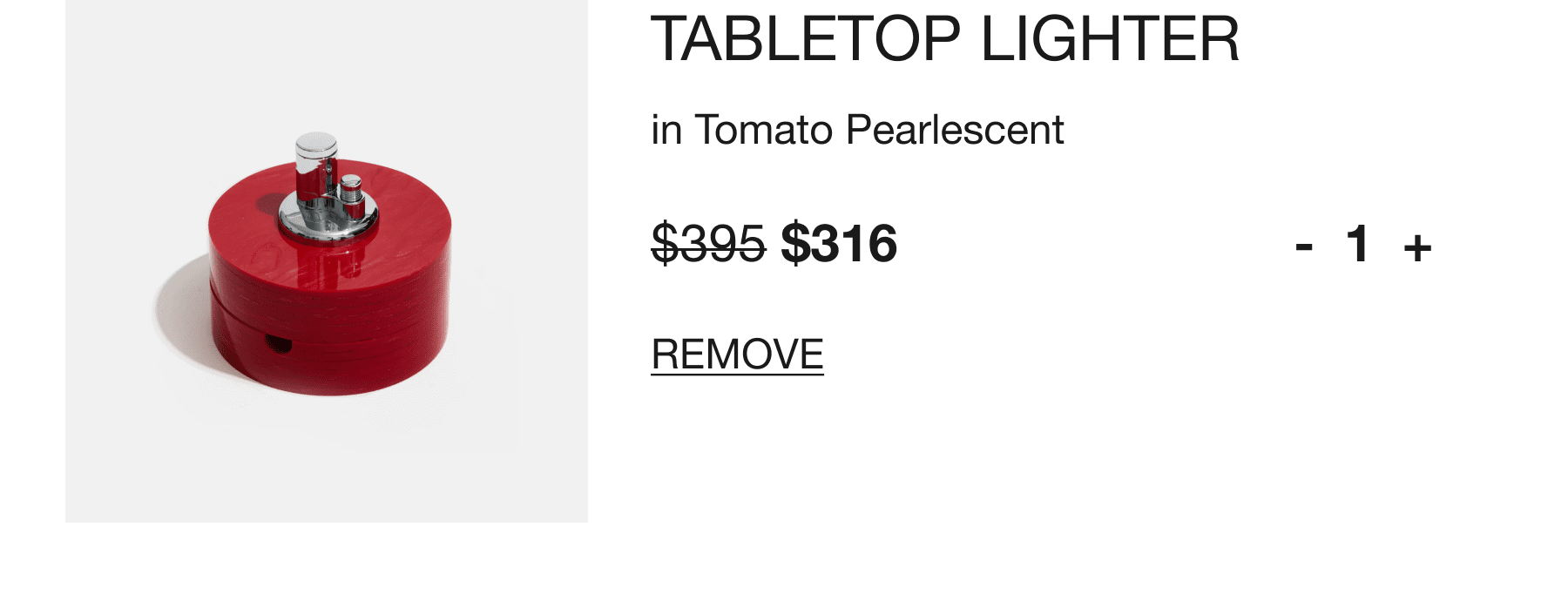 tabletop lighter in tomato pearlescent