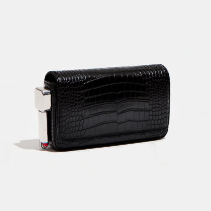 burn clutch in black croc