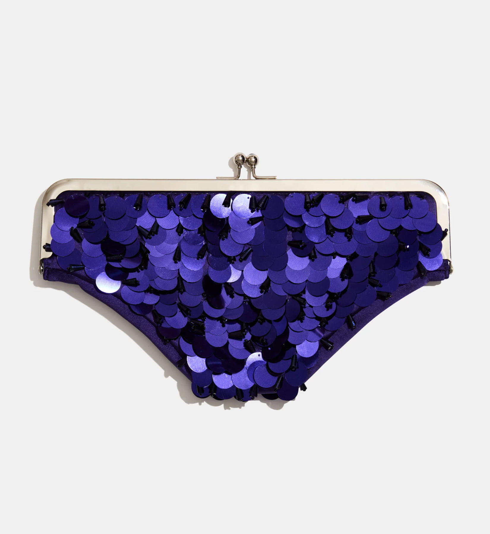 undies clutch in violet sequins