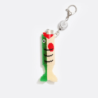 beaded fish keychain in green