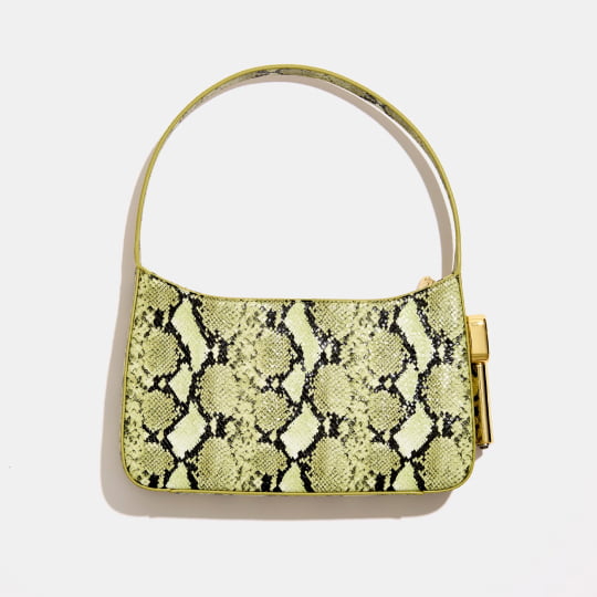 burn shoulder bag in green python