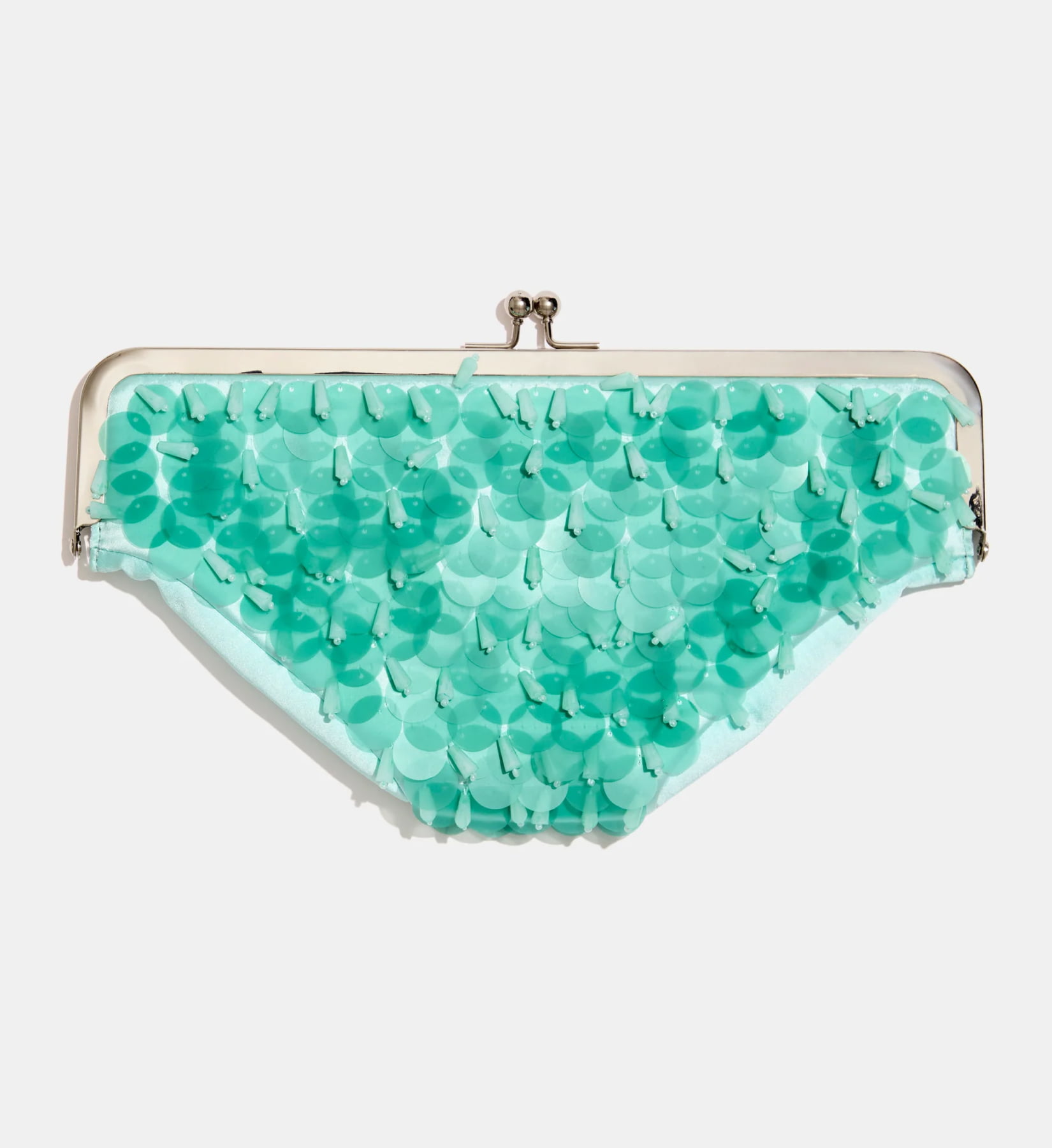 undies clutch in aqua sequins