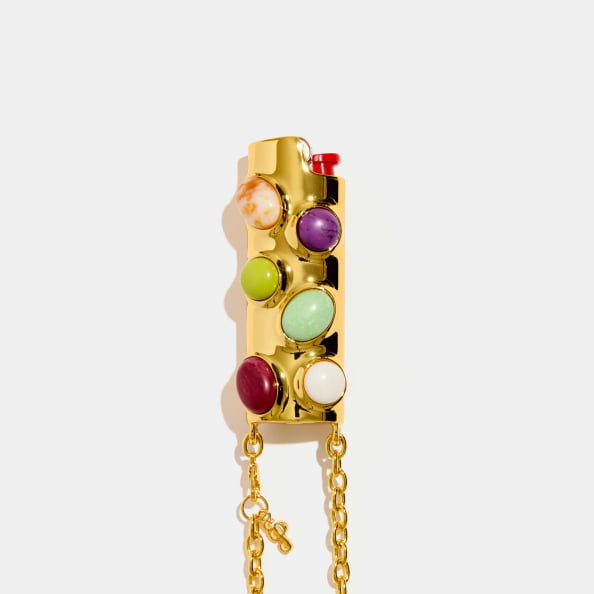 stoned crossbody lighter case in peridot