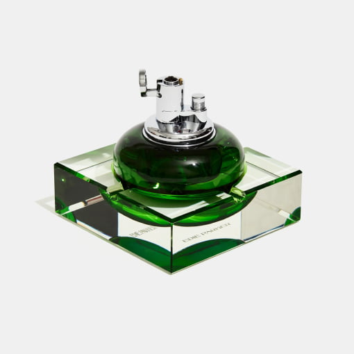 glass tabletop lighter in grass green