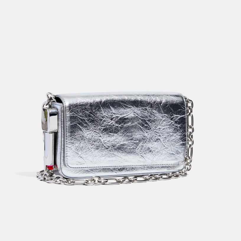 burn clutch in silver crinkle