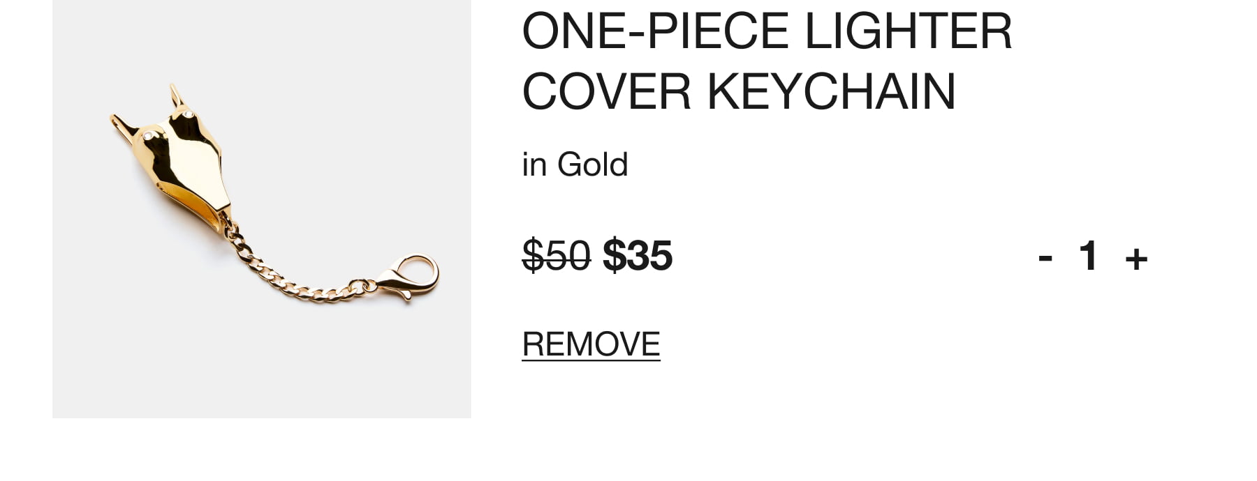 one-piece lighter cover keychain in gold