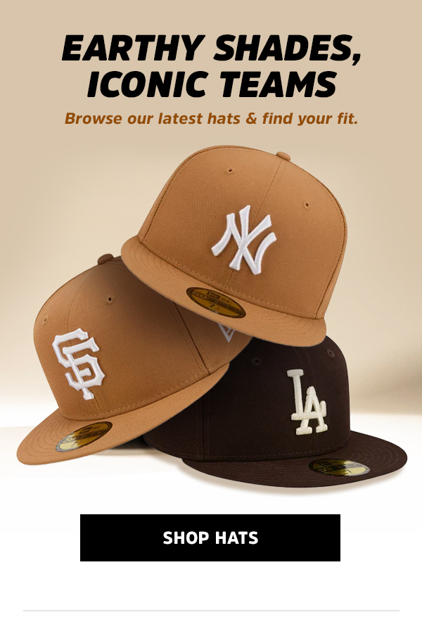 Earthy shades, iconic teams  Browse our latest hats & find your fit. Shop Hats