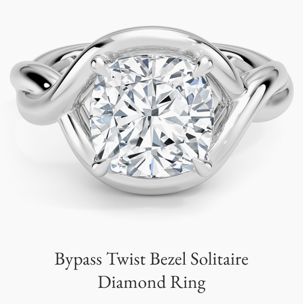 Bypass Twist Bezel Solitaire Diamond Ring