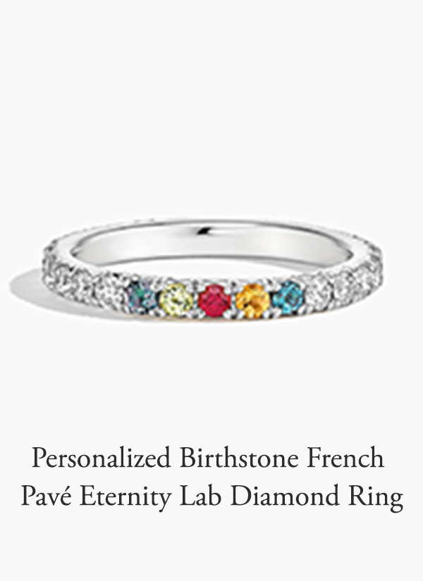 Personalized Birthstone French Pavé Eternity Lab Diamond Ring