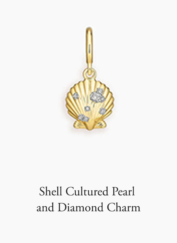Shell Cultured Pearl and Diamond Charm