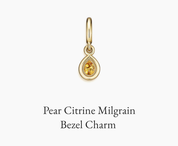 Pear Citrine Milgrain Bezel Charm