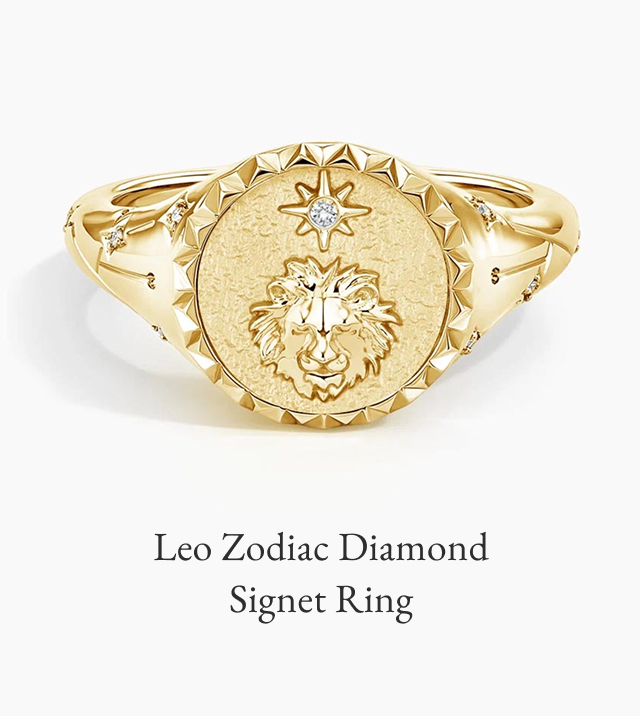 Leo Zodiac Diamond Signet Ring
