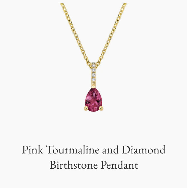 Pink Tourmaline and Diamond Birthstone Pendant Necklace