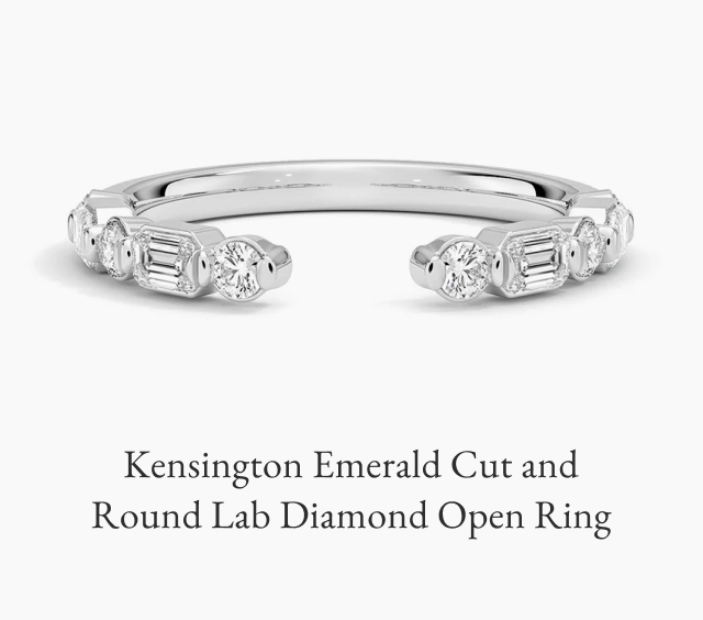 Kensington Emerald Cut and Round Lab Diamond Open Ring