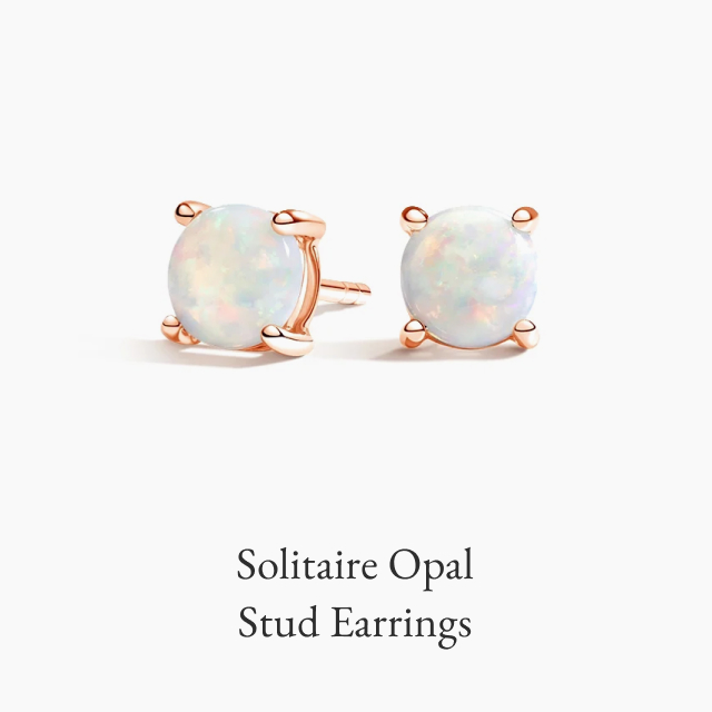 Solitaire Opal Stud Earrings