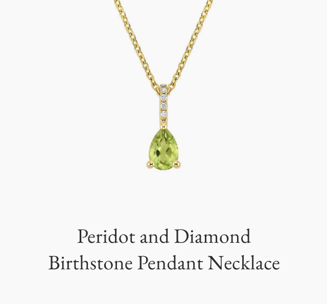 Peridot and Diamond Birthstone Pendant Necklace