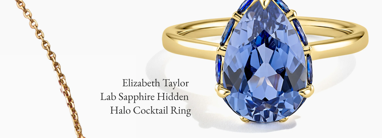 Elizabeth Taylor Lab Sapphire Hidden Halo Cocktail Ring