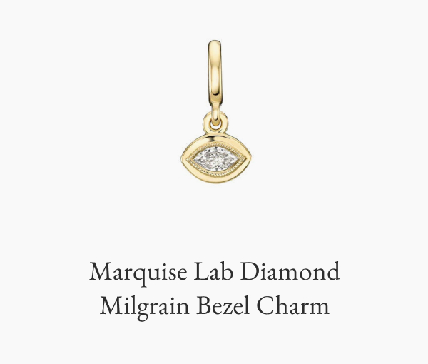 Marquise Lab Diamond Milgrain Bezel Charm