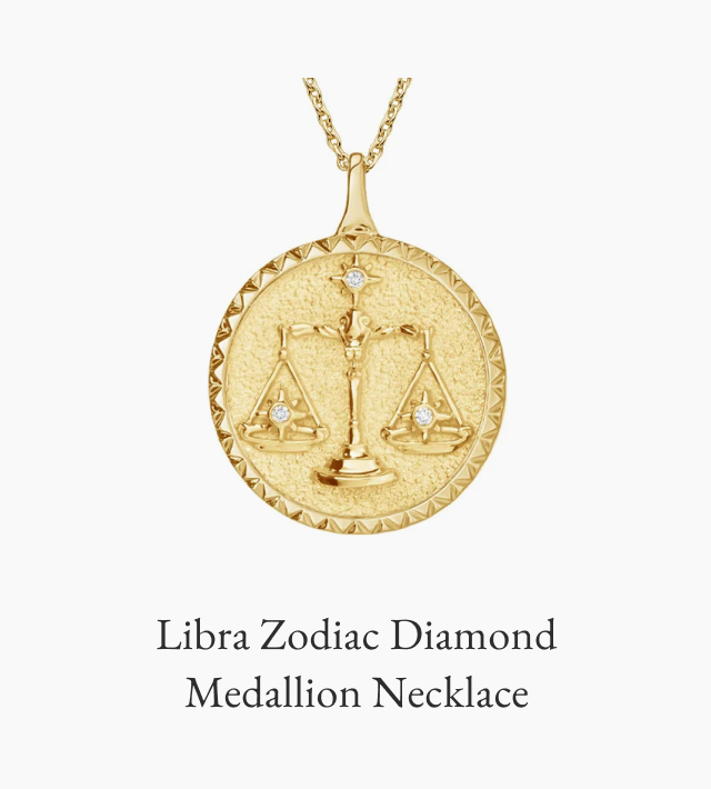 Libra Zodiac Diamond Medallion Necklace