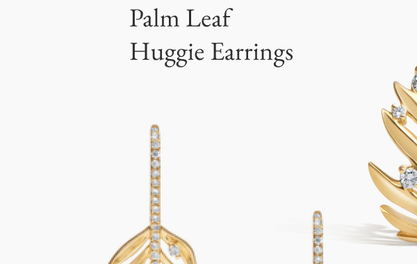 Palm Leaf Huggie Earrings
