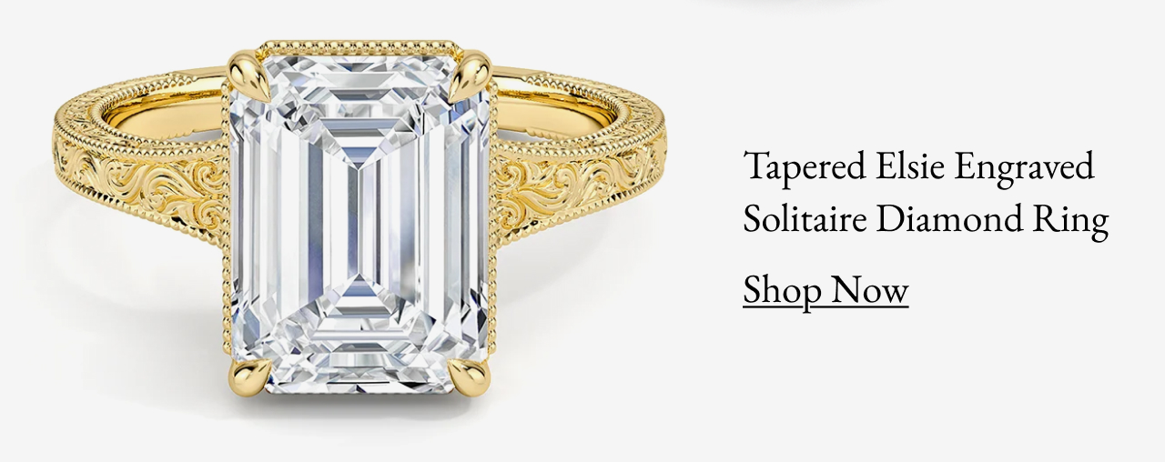 Tapered Elsie Engraved Solitaire Diamond Ring