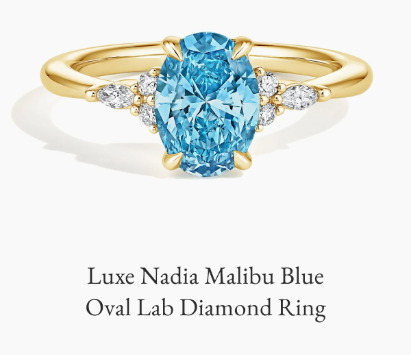 Luxe Nadia Malibu Blue Oval Lab Diamond Ring
