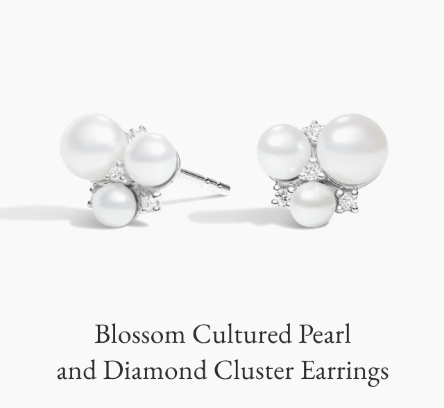 Blossom Cultured Pearl and Diamond Cluster Earrings