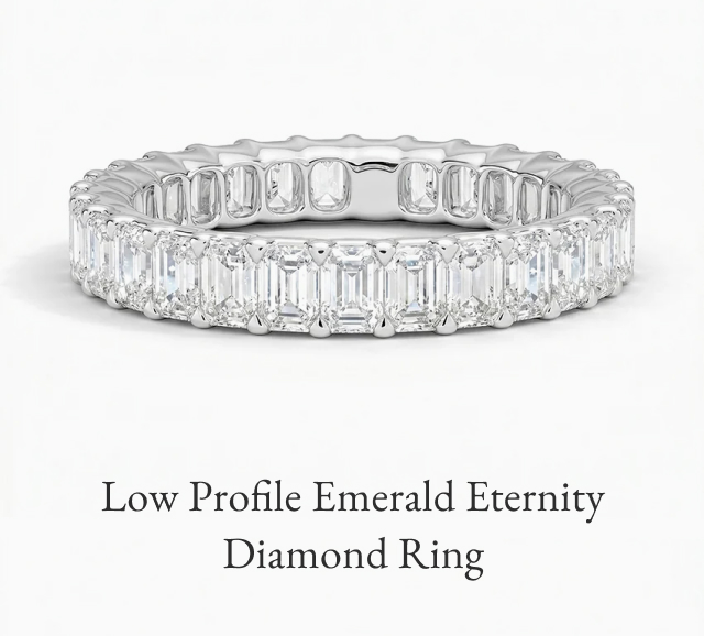 Low Profile Emerald Eternity Diamond Ring