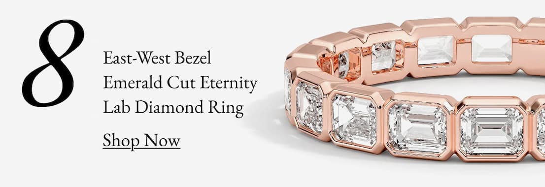 East-West Bezel Emerald Cut Eternity Lab Diamond Ring