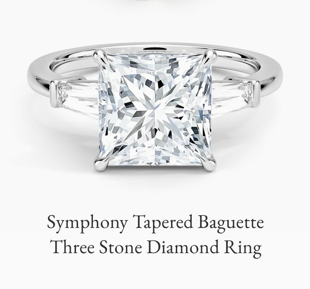 Symphony Tapered Baguette Three Stone Diamond Ring