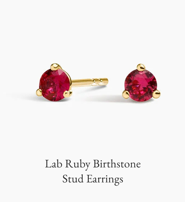 Lab Ruby Birthstone Stud Earrings