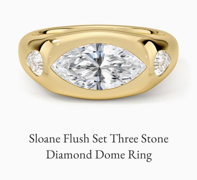 Sloane Flush Set Three Stone Diamond Dome Ring