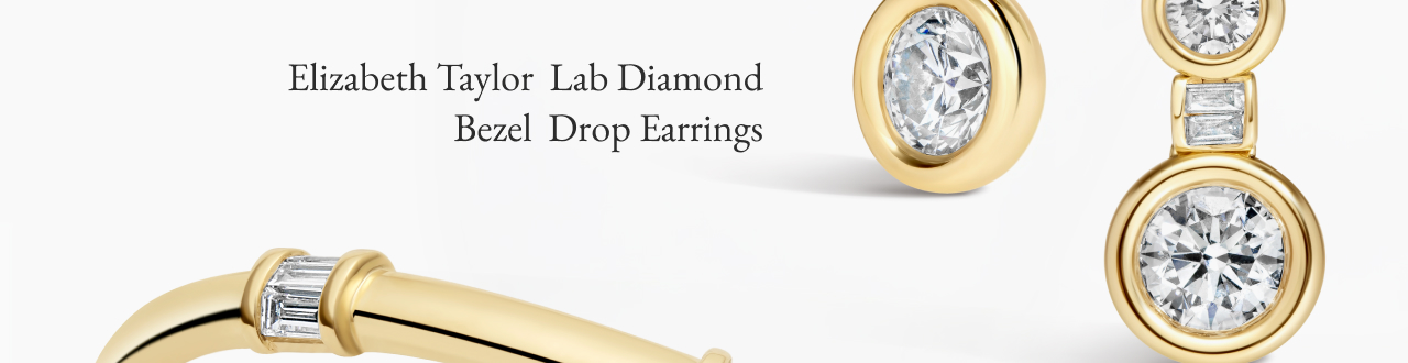 Elizabeth Taylor Lab Diamond Bezel Drop Earrings