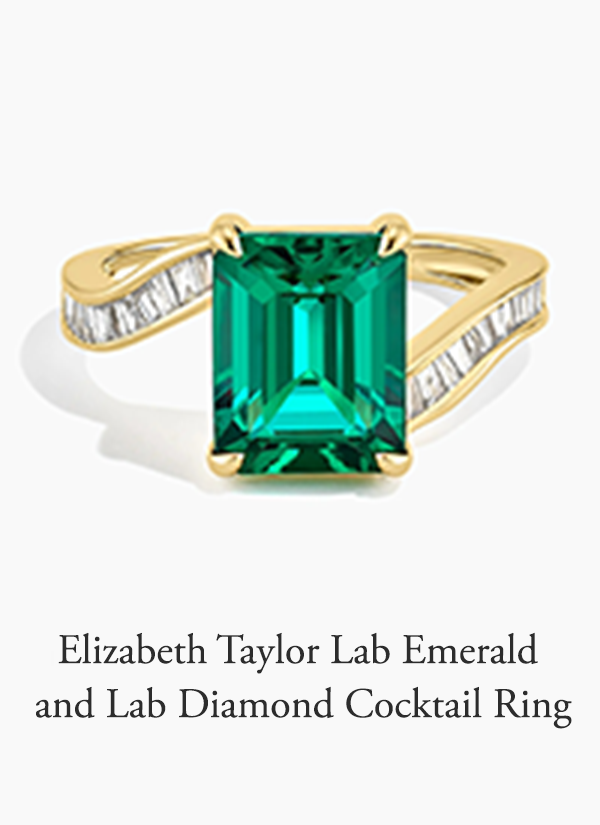 Elizabeth Taylor Lab Emerald and Lab Diamond Cocktail Ring