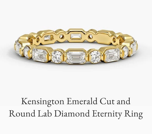 Kensington Emerald Cut and Round Eternity Lab Diamond Ring
