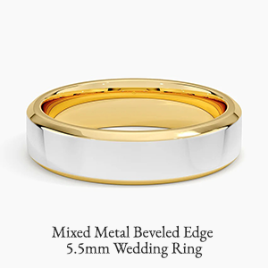 Mixed Metal Beveled Edge 5.5mm Wedding Ring