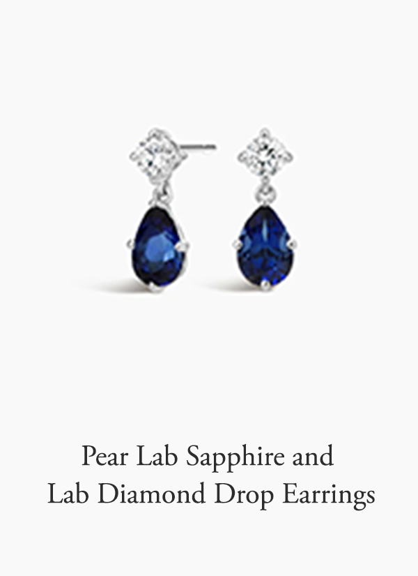 Pear Lab Sapphire and Lab Diamond Drop Earrings