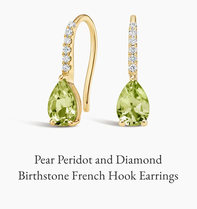Pear Peridot Diamond Birthstone French Hook Earrings