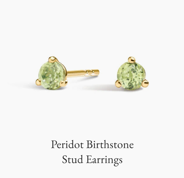 Peridot Birthstone Stud Earrings