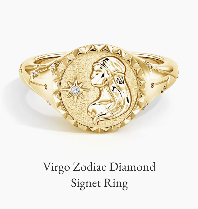 Virgo Zodiac Diamond Signet Ring