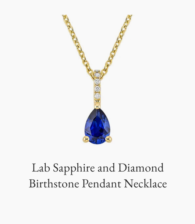 Lab Sapphire and Diamond Birthstone Pendant Necklace