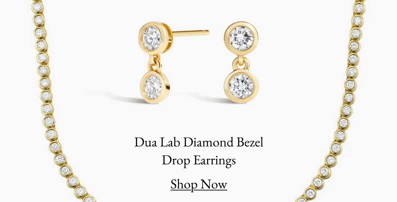 Dua Lab Diamond Bezel Drop Earrings