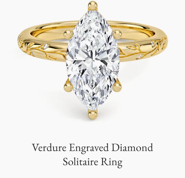 Verdure Engraved Diamond Solitaire Ring