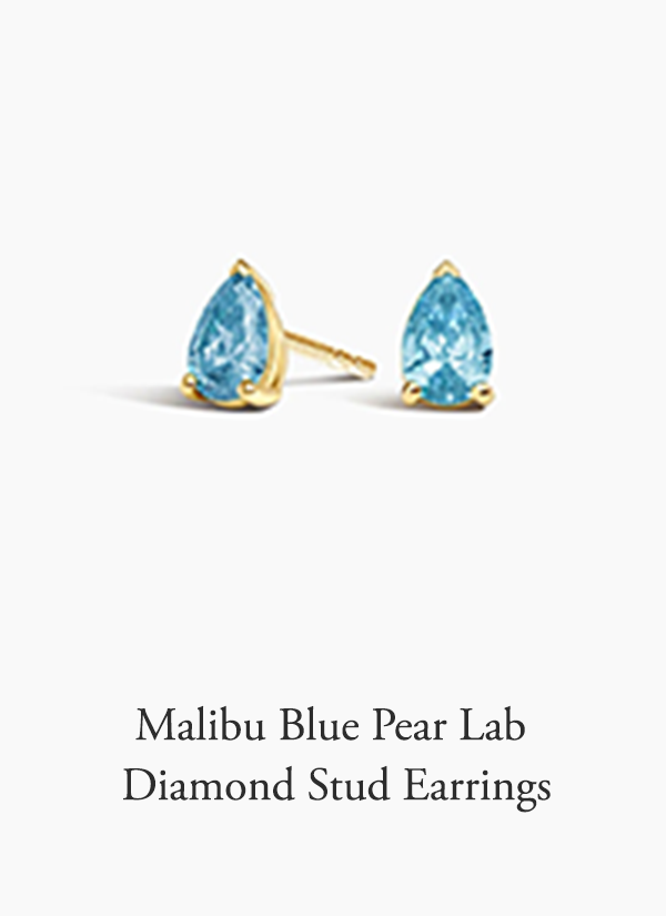 Malibu Blue Pear Lab Diamond Stud Earrings
